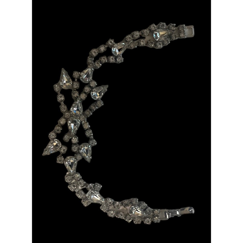 WOW!!! Unsigned Weiss Vintage Bracelet Clear Glass Rhinestone Marquise & Round